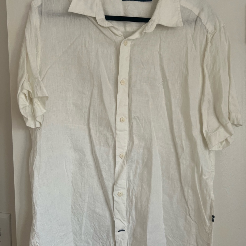 Nautica Men's White Linen Shirt